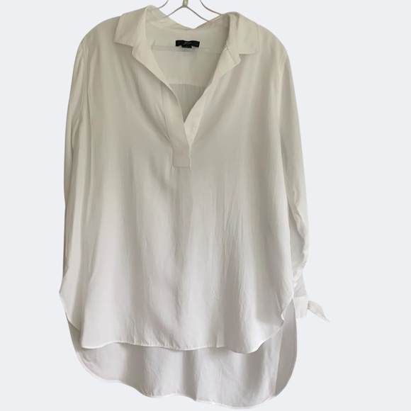 J Crew White Oversized Split Neck Tunic Tie Cuffs SZ S - Picture 5 of 12